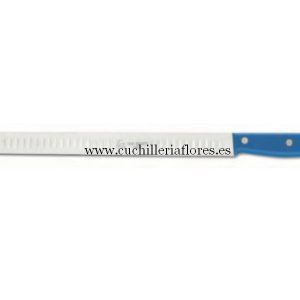 CUCHILLO JAMONERO ANCHO CON ALVEOLOS (AZUL)