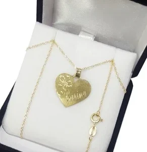 Conjunto Oro 18 K Cadena Singapur con Dije Corazon Mediano